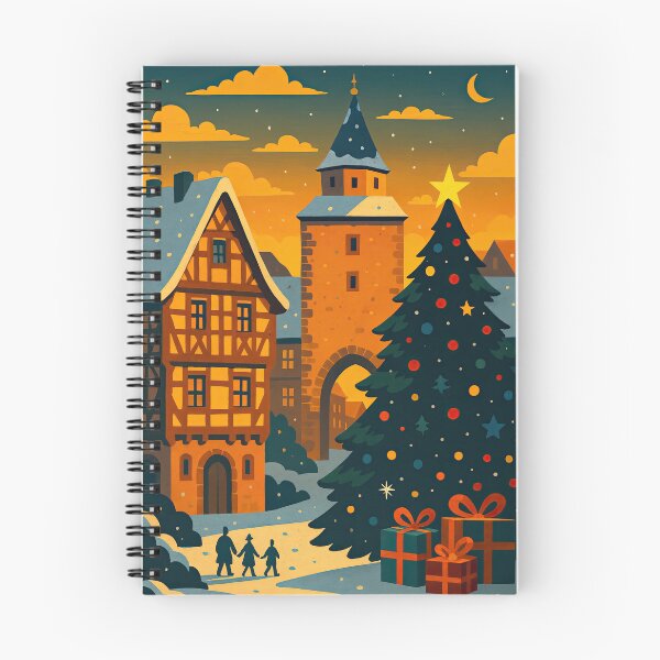 Item preview, Christmas in Germany – German Winter Village Art, Snowy Bavarian Town, Festive Holiday Market, Cozy European Christmas Illustration designed and sold by elgreko.