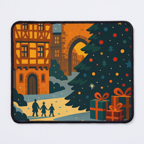 Item preview, Christmas in Germany – German Winter Village Art, Snowy Bavarian Town, Festive Holiday Market, Cozy European Christmas Illustration designed and sold by elgreko.