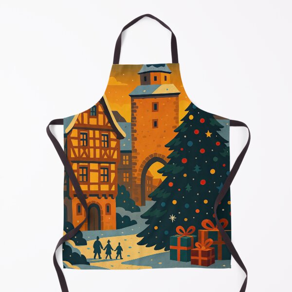 Item preview, Christmas in Germany – German Winter Village Art, Snowy Bavarian Town, Festive Holiday Market, Cozy European Christmas Illustration designed and sold by elgreko.