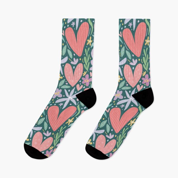 Item preview, Hearts and Flowers | Pink Purple & Teal  designed and sold by SpencerReedDes.