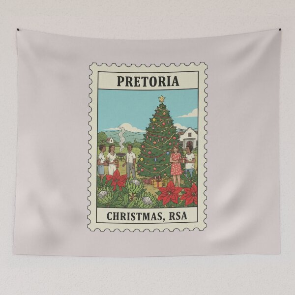 Item preview, Vintage Pretoria South Africa Christmas Stamp Illustration designed and sold by allaboutstamps.