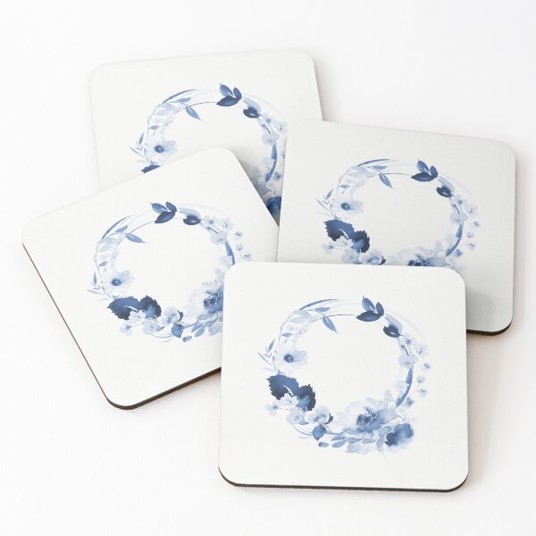 Item preview, Dusty Blue Watercolor Floral Wreath designed and sold by coshe.