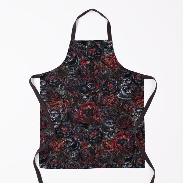 Artikelvorschau, Gothic Black Cat & Dark Flowers Pattern entworfen und verkauft von LuciaS.