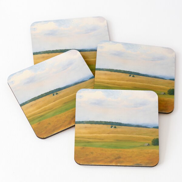 Item preview, Golden Fields and Distant Trees Aubrac – Minimalist French Landscape designed and sold by M.ALK.Watercolor.