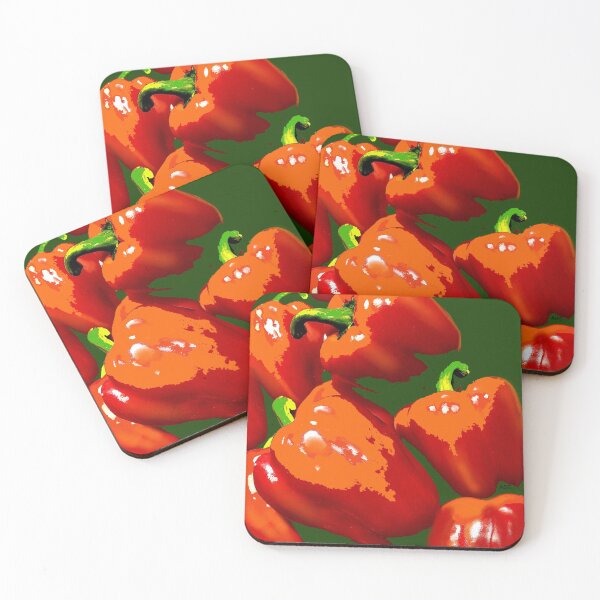 Item preview, Fun Bold Bright - Hot Bell Peppers Print in Red and Green designed and sold by ABG Inspirational Art.