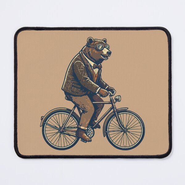 Item preview, Cycling Bear in Suit – Whimsical Retro Artwork designed and sold by Royalsticker.