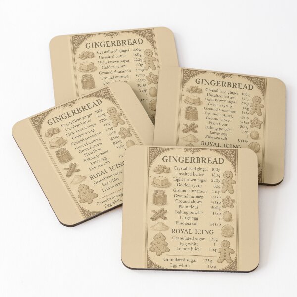 Item preview,  Vintage Gingerbread Recipe Card - Christmas Baking Kitchen Art Print designed and sold by freackly.