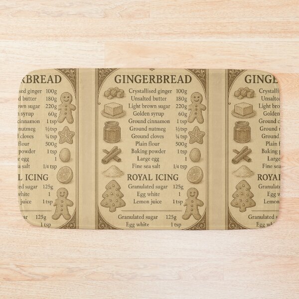 Item preview,  Vintage Gingerbread Recipe Card - Christmas Baking Kitchen Art Print designed and sold by freackly.