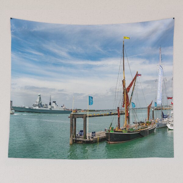 Item preview, Thames Barge 'Alice' with HMS Duncan designed and sold by HazyApplePhoto.