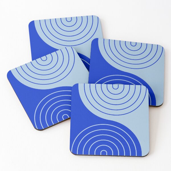 Item preview, Midcentury Modern Rainbow Lines Pattern 1.6 in cobalt Blue designed and sold by nineFlorals.