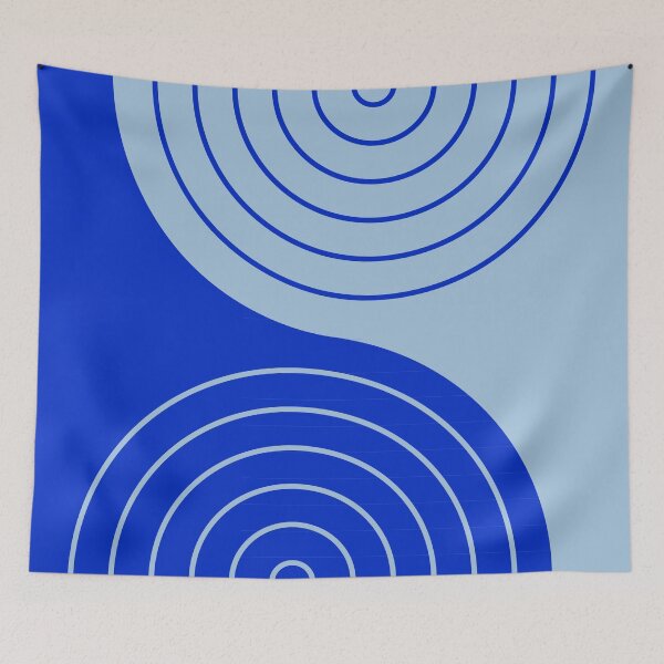 Item preview, Midcentury Modern Rainbow Lines Pattern 1.6 in cobalt Blue designed and sold by nineFlorals.