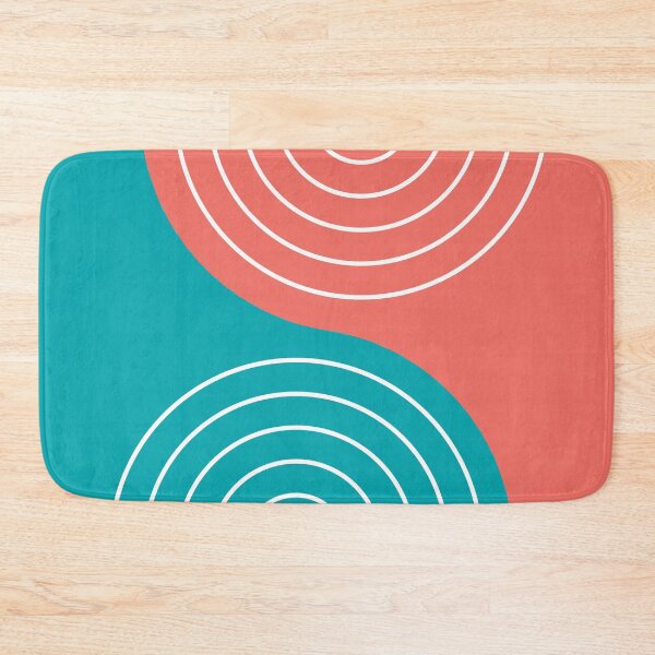 Item preview, Midcentury Modern Rainbow Lines Pattern 1.7 in coral Turquoise designed and sold by nineFlorals.
