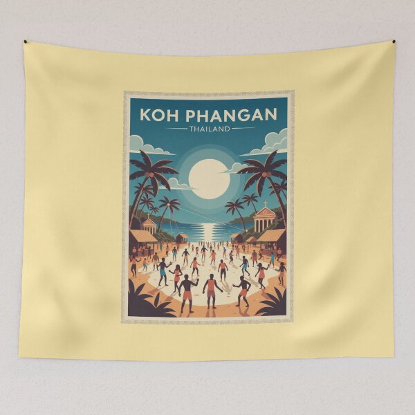 Item preview, Koh Phangan Vintage Travel Art - Full Moon Party - Thailand designed and sold by Wanderprintt.