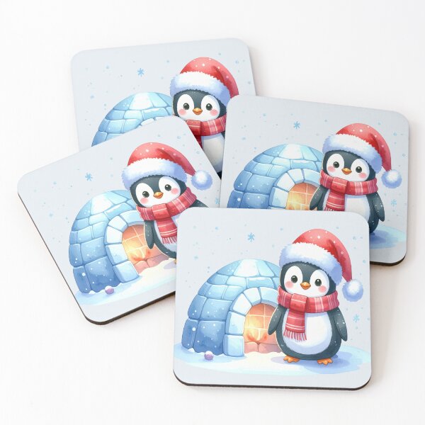 Item preview, Penguin in front of a warm igloo at Christmas designed and sold by LiskoDesign.