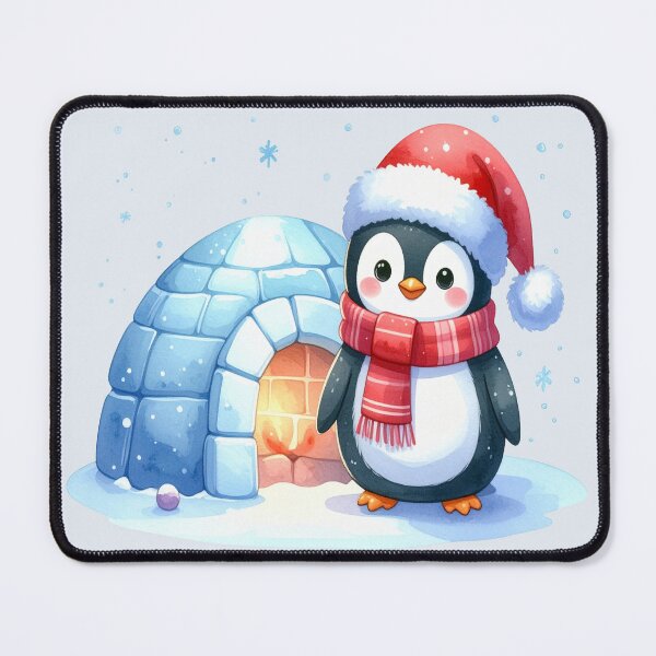 Item preview, Penguin in front of a warm igloo at Christmas designed and sold by LiskoDesign.