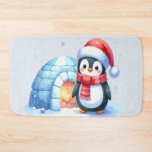 Item preview, Penguin in front of a warm igloo at Christmas designed and sold by LiskoDesign.