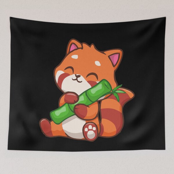 Item preview, Cute Red Panda Hugging Bamboo – Adorable Wildlife Illustration designed and sold by T-Chou.