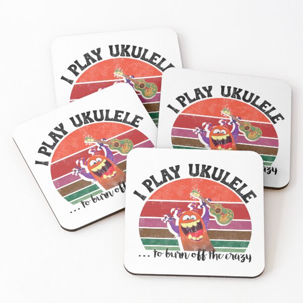 Item preview, I play Ukulele to burn off the crazy - retro sunset designed and sold by UkeverseGifts.