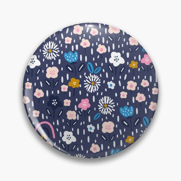 Item preview, Whimsical Rainbows & Flowers on a Navy Blue Background designed and sold by SpencerReedDes.
