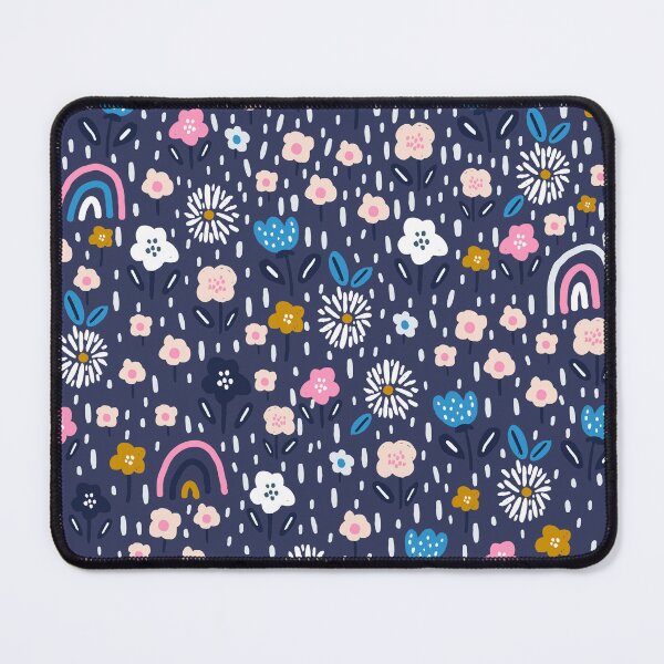 Item preview, Whimsical Rainbows & Flowers on a Navy Blue Background designed and sold by SpencerReedDes.