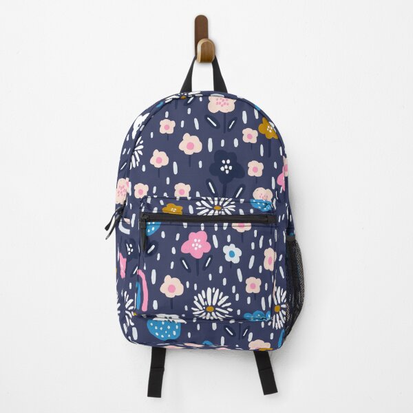 Item preview, Whimsical Rainbows & Flowers on a Navy Blue Background designed and sold by SpencerReedDes.