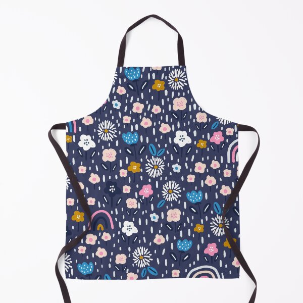 Item preview, Whimsical Rainbows & Flowers on a Navy Blue Background designed and sold by SpencerReedDes.