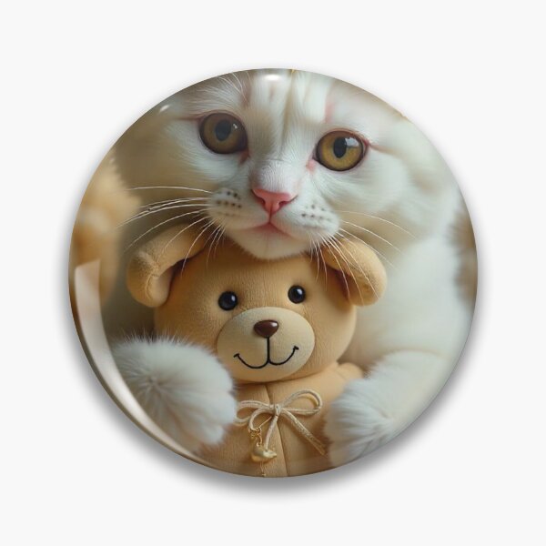 Item preview, Playful cat with teddy bear designed and sold by BenCoStyle.