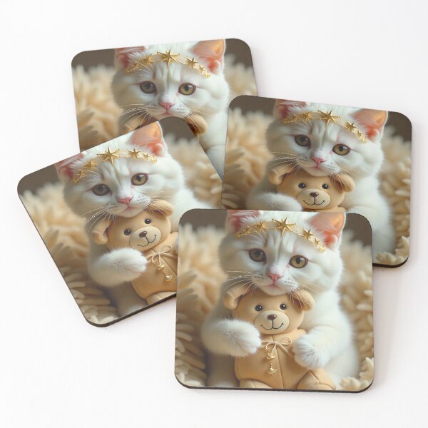 Item preview, Playful cat with teddy bear designed and sold by BenCoStyle.