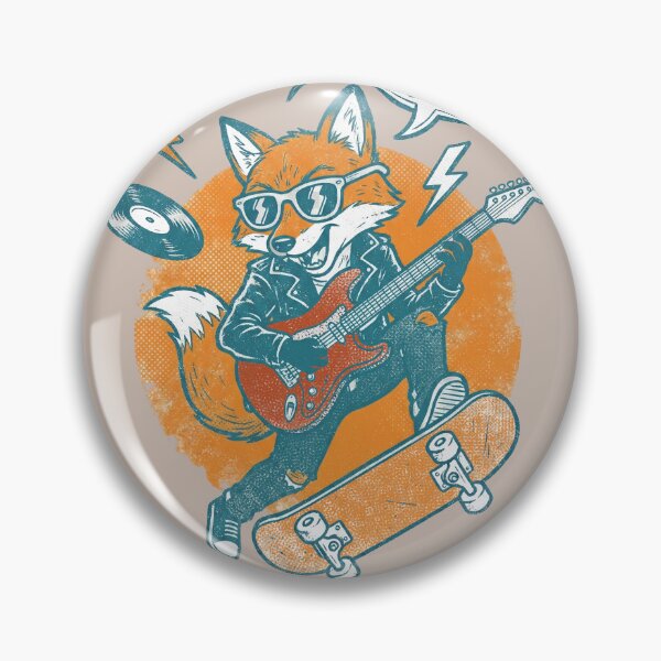 Item preview, Foxy Rock! Retro Fox Guitarist on Skateboard Art designed and sold by AwesomeBeyondLimits.
