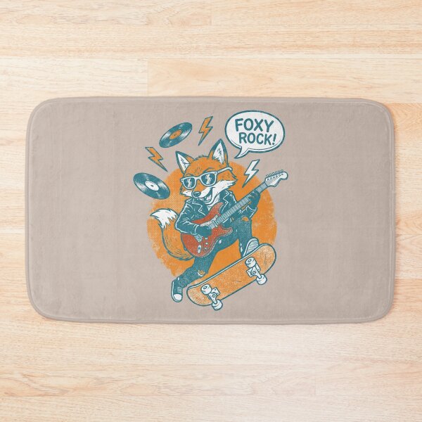 Item preview, Foxy Rock! Retro Fox Guitarist on Skateboard Art designed and sold by AwesomeBeyondLimits.