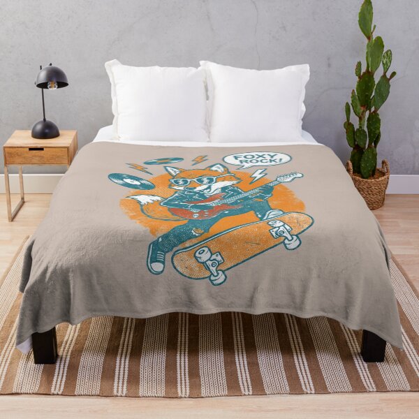Item preview, Foxy Rock! Retro Fox Guitarist on Skateboard Art designed and sold by AwesomeBeyondLimits.
