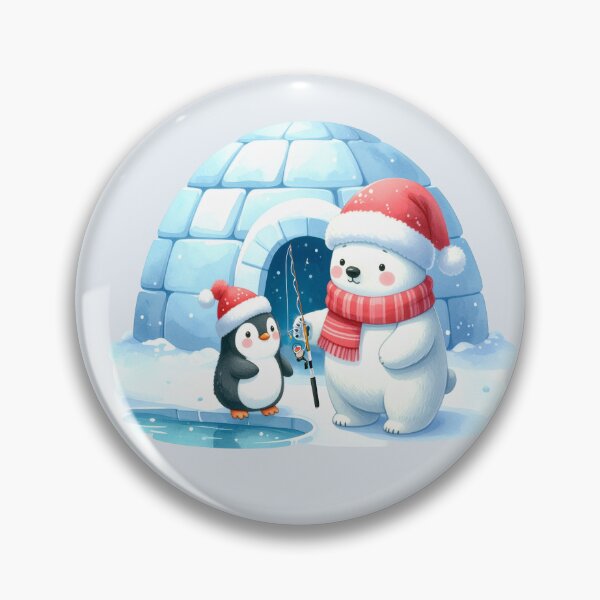 Item preview, Penguin and polar bear ice fishing in front of the igloo Christmas designed and sold by LiskoDesign.