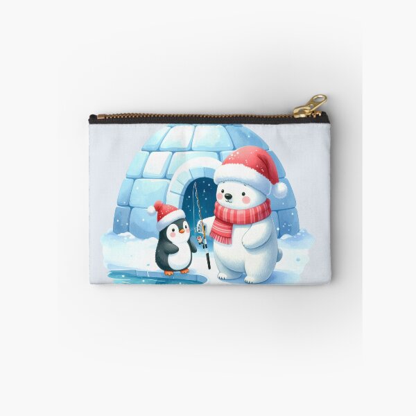 Item preview, Penguin and polar bear ice fishing in front of the igloo Christmas designed and sold by LiskoDesign.