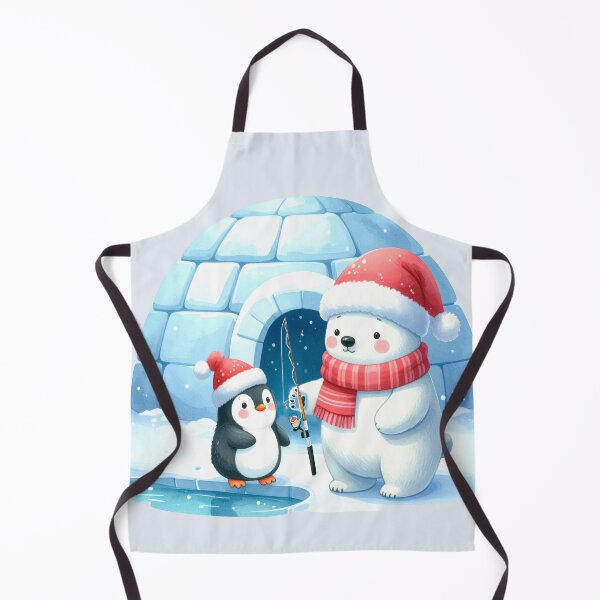 Item preview, Penguin and polar bear ice fishing in front of the igloo Christmas designed and sold by LiskoDesign.
