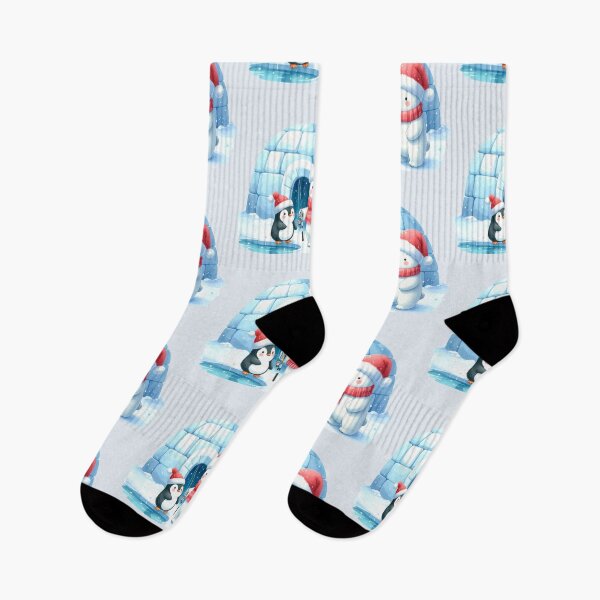 Item preview, Penguin and polar bear ice fishing in front of the igloo Christmas designed and sold by LiskoDesign.