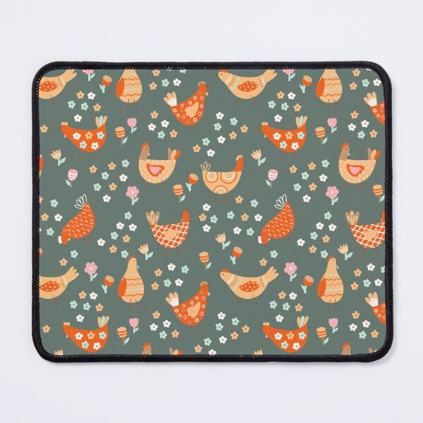 Item preview, Green and Orange Chickens | Floral Spring Pattern designed and sold by SpencerReedDes.