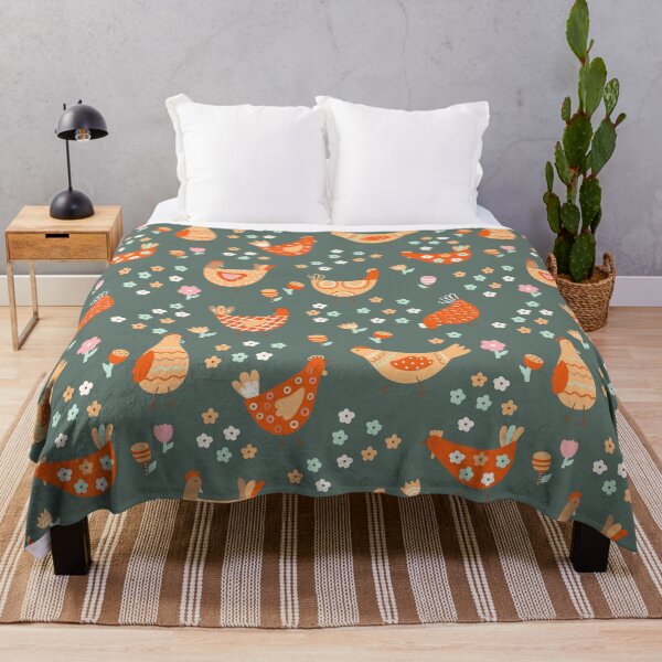 Item preview, Green and Orange Chickens | Floral Spring Pattern designed and sold by SpencerReedDes.