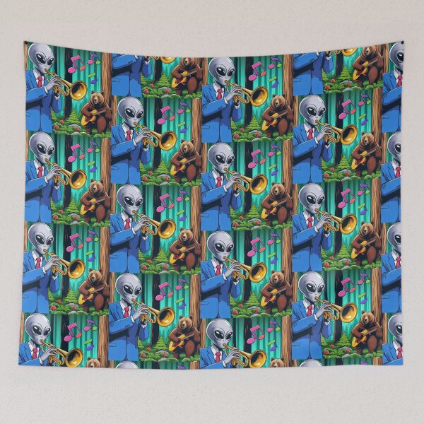 Item preview, Musician alien and brown bear  designed and sold by Dogandesighn.