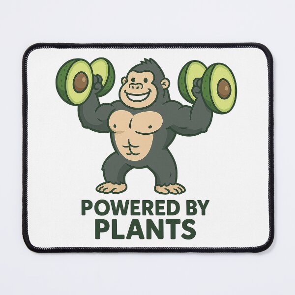 Item preview, Powered by Plants Gorilla – Avocado Dumbbell Vegan Fitness Art designed and sold by Greek and Vegan.