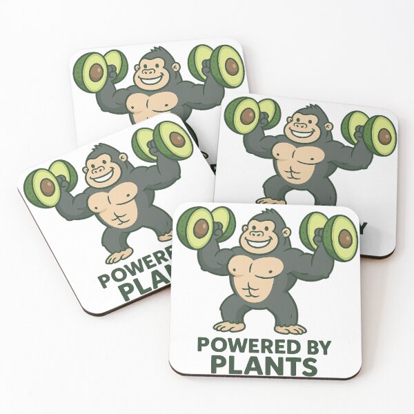 Item preview, Powered by Plants Gorilla – Avocado Dumbbell Vegan Fitness Art designed and sold by Greek and Vegan.