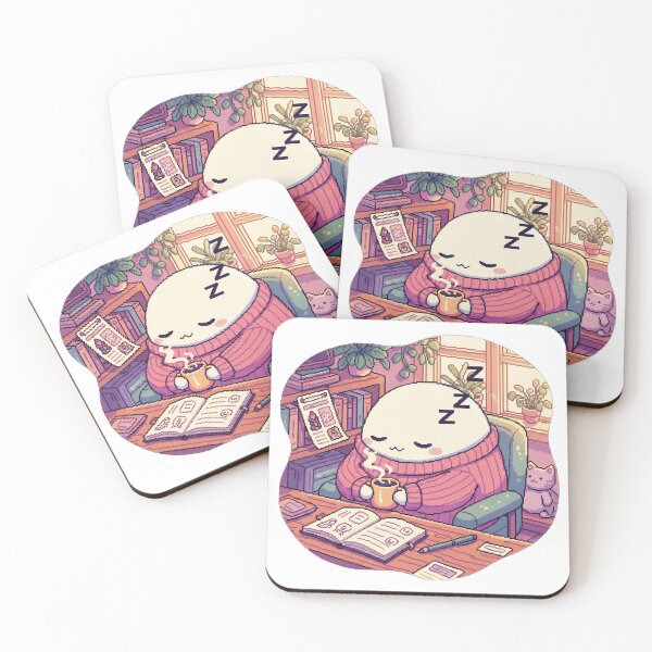 Item preview, Cozy Coffee Blob – Cute Reading Room Pixel Art Sticker designed and sold by Pixel Girl Aesthetic Studio.