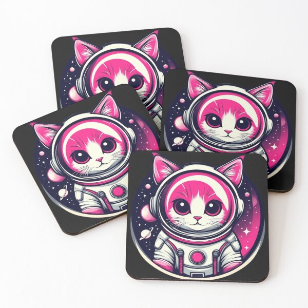 Item preview, Pink Astronaut Cat Logo – Cute Cosmic Feline Design designed and sold by SweetRossel.