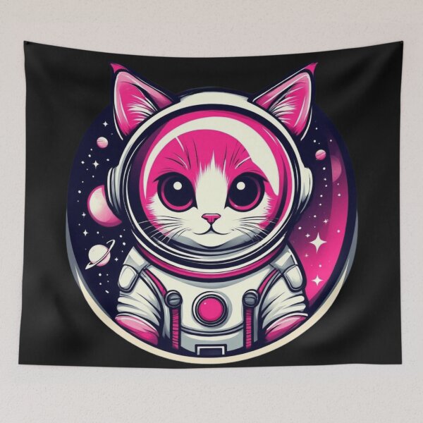 Item preview, Pink Astronaut Cat Logo – Cute Cosmic Feline Design designed and sold by SweetRossel.