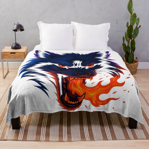Item preview, Fierce Fire Wolf Head – Neon Flame Predator Art designed and sold by GlowAIDesigns.