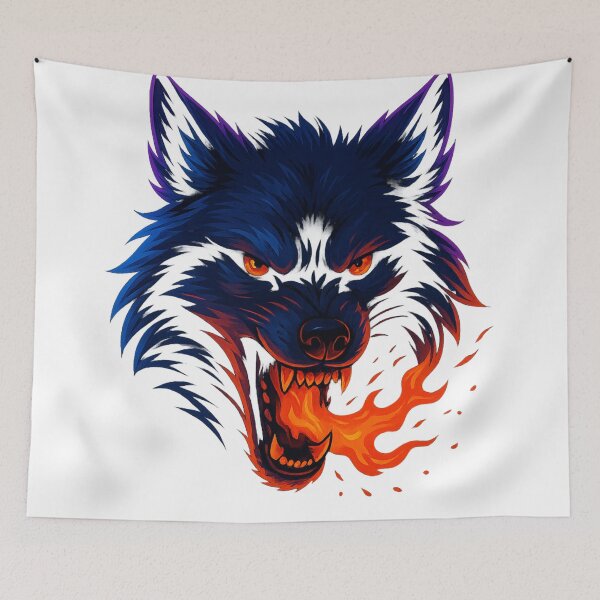 Item preview, Fierce Fire Wolf Head – Neon Flame Predator Art designed and sold by GlowAIDesigns.