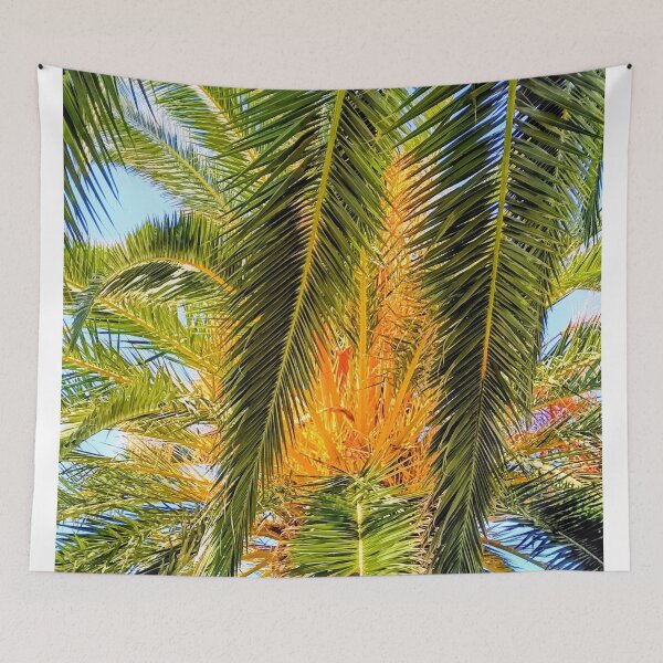 Item preview, Palm leaves against a clear blue sky designed and sold by TheArtofHeart.