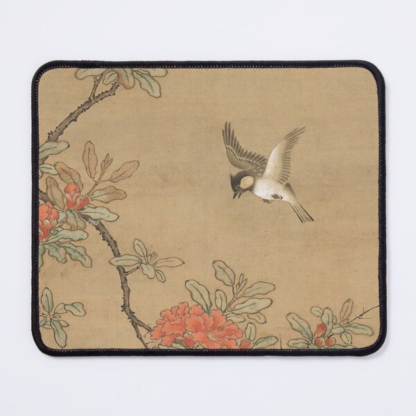 Item preview, Titmouse with Pomegranate Flowers designed and sold by AnimaliaStar.