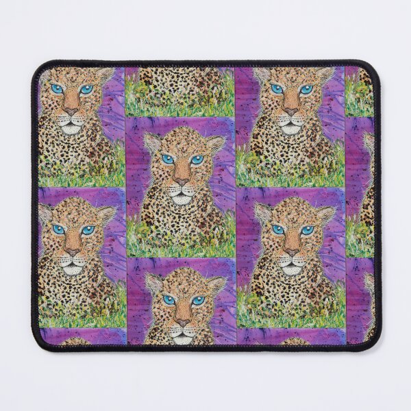 Item preview, Blue eyed Leopard in purple background designed and sold by Rebekah Gavra.