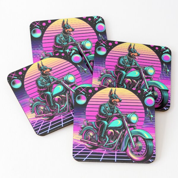 Item preview, doberman riding a classic motorcycle designed and sold by Dogandesighn.