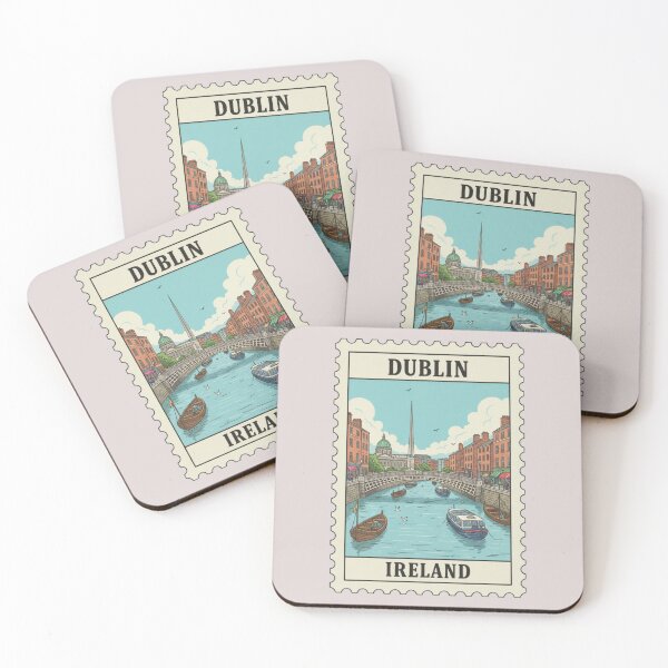 Item preview, Vintage Ireland Dublin Stamp Illustration designed and sold by allaboutstamps.